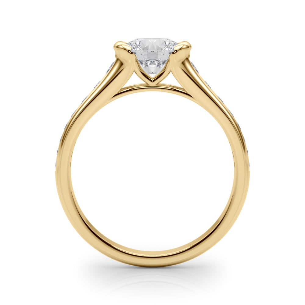14K Yellow Gold Round Diamond Engagement Ring