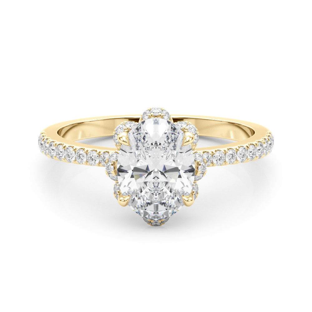 14K Yellow Gold Diamond Oval Engagement Ring