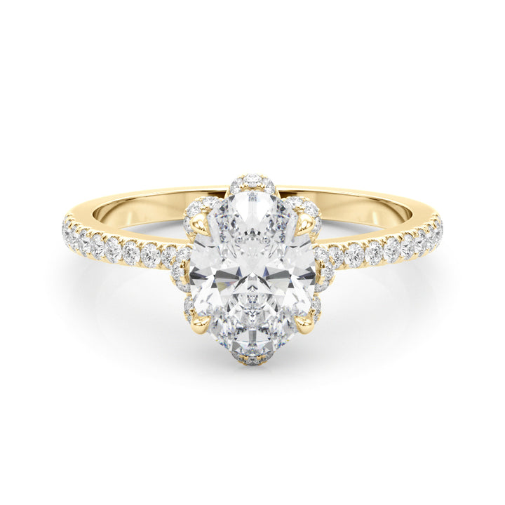 14K Yellow Gold Diamond Oval Engagement Ring