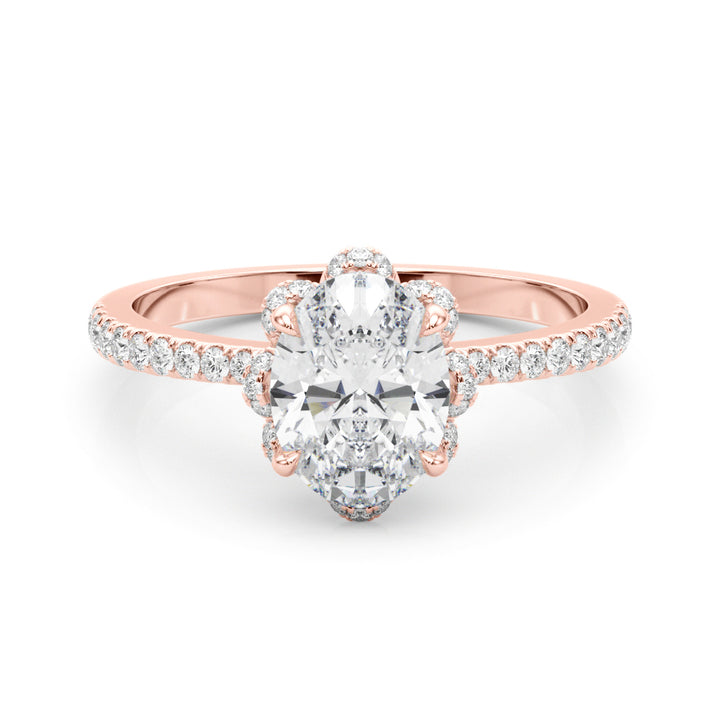 14K Rose Gold Diamond Oval Engagement Ring
