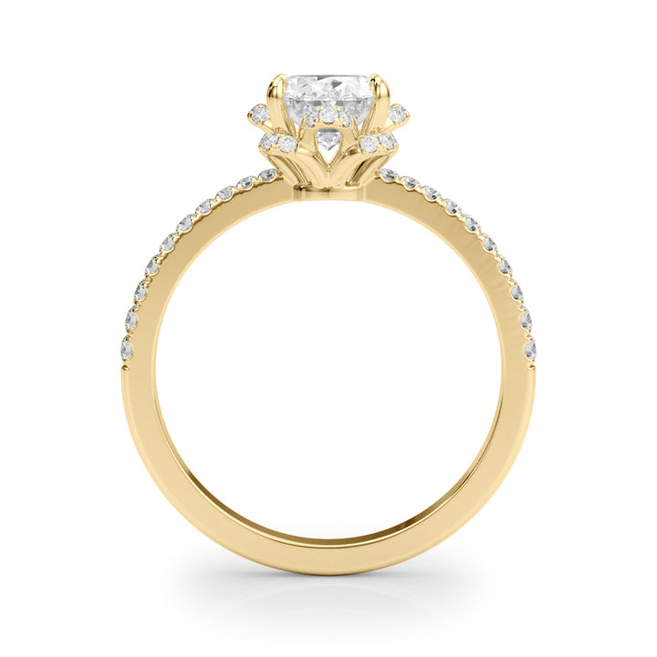 14K Yellow Gold Diamond Oval Engagement Ring
