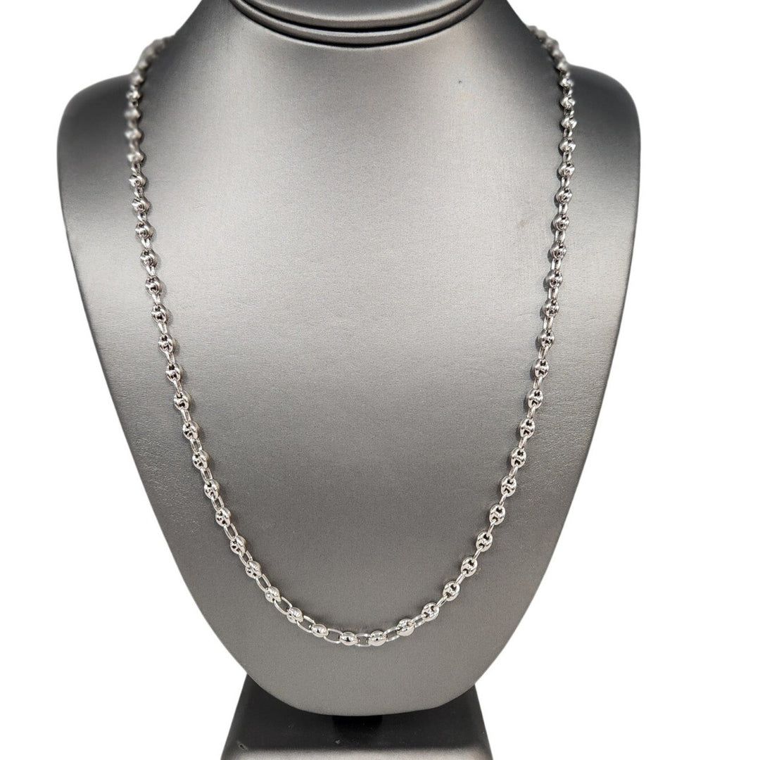925 Sterling Silver 24" Rhodium Plated Rolo Link Chain Necklace High Shine Finish