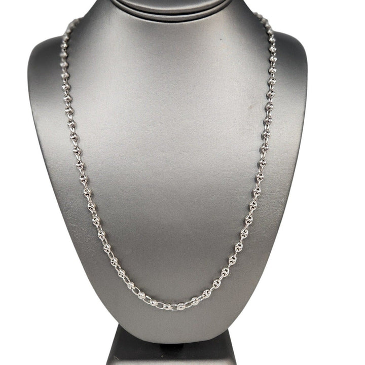 925 Sterling Silver 24" Rhodium Plated Rolo Link Chain Necklace High Shine Finish