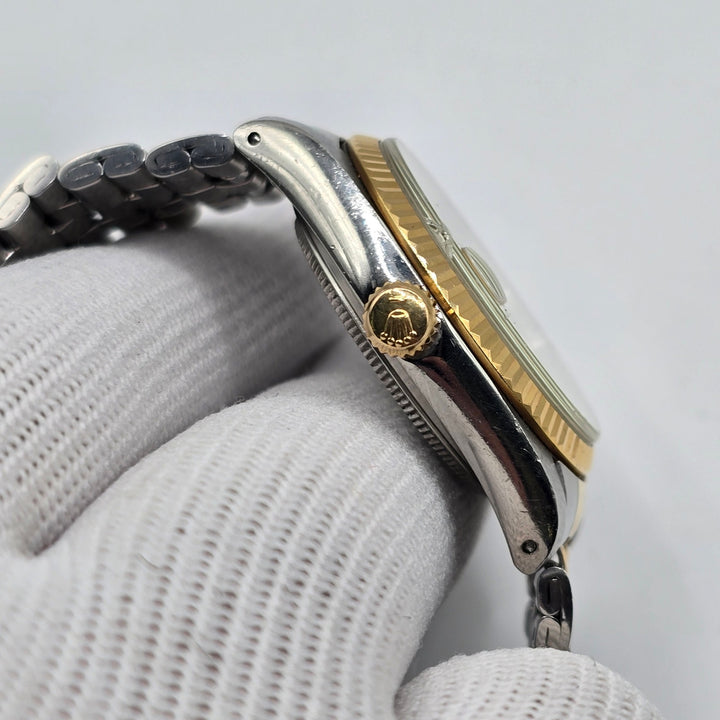 Vintage Tudor Prince Oysterdate 72033 18K Gold Bezel Diamond Dial Circa 1995