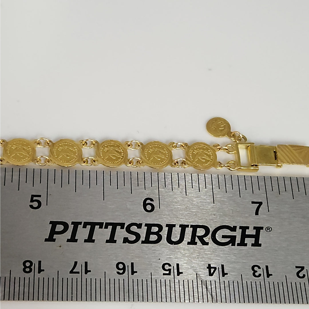 18k Yellow Gold Vintage Coin link Bracelet 7"