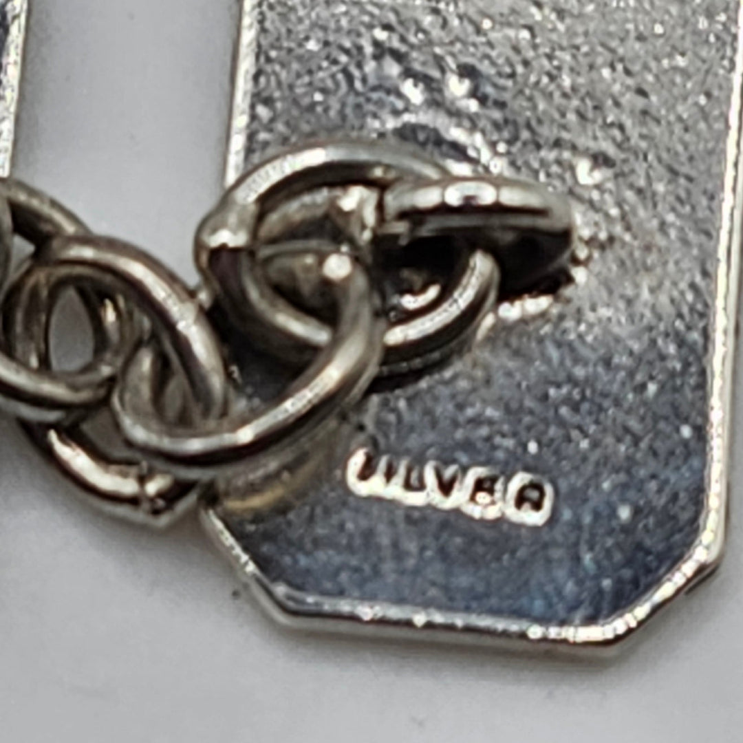 Vintage Sterling Silver Engine Turned Rectangular Chain Link Cufflinks 8.9g