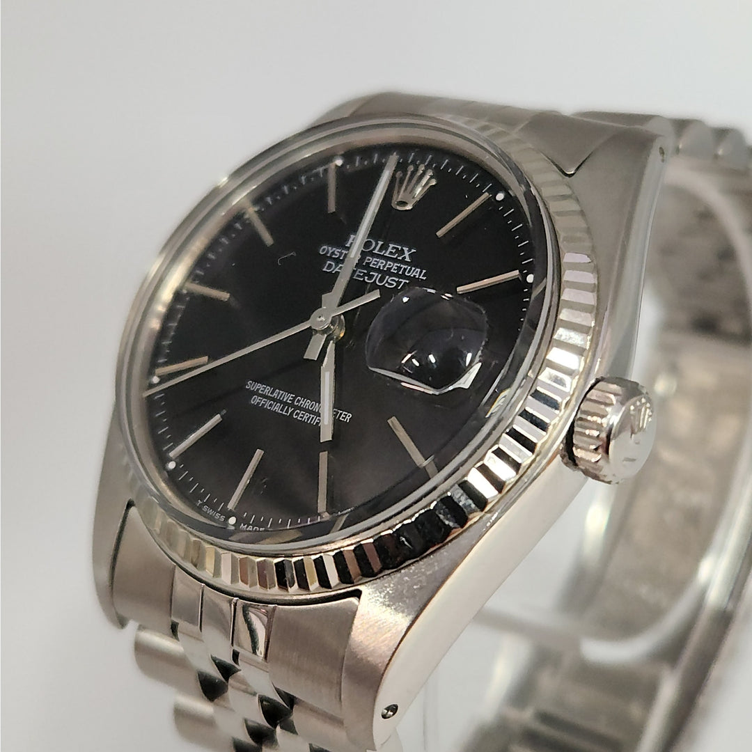 36MM Rolex 16014 Oyster Perpetual Datejust Jubilee Fluted White Gold Bezel
