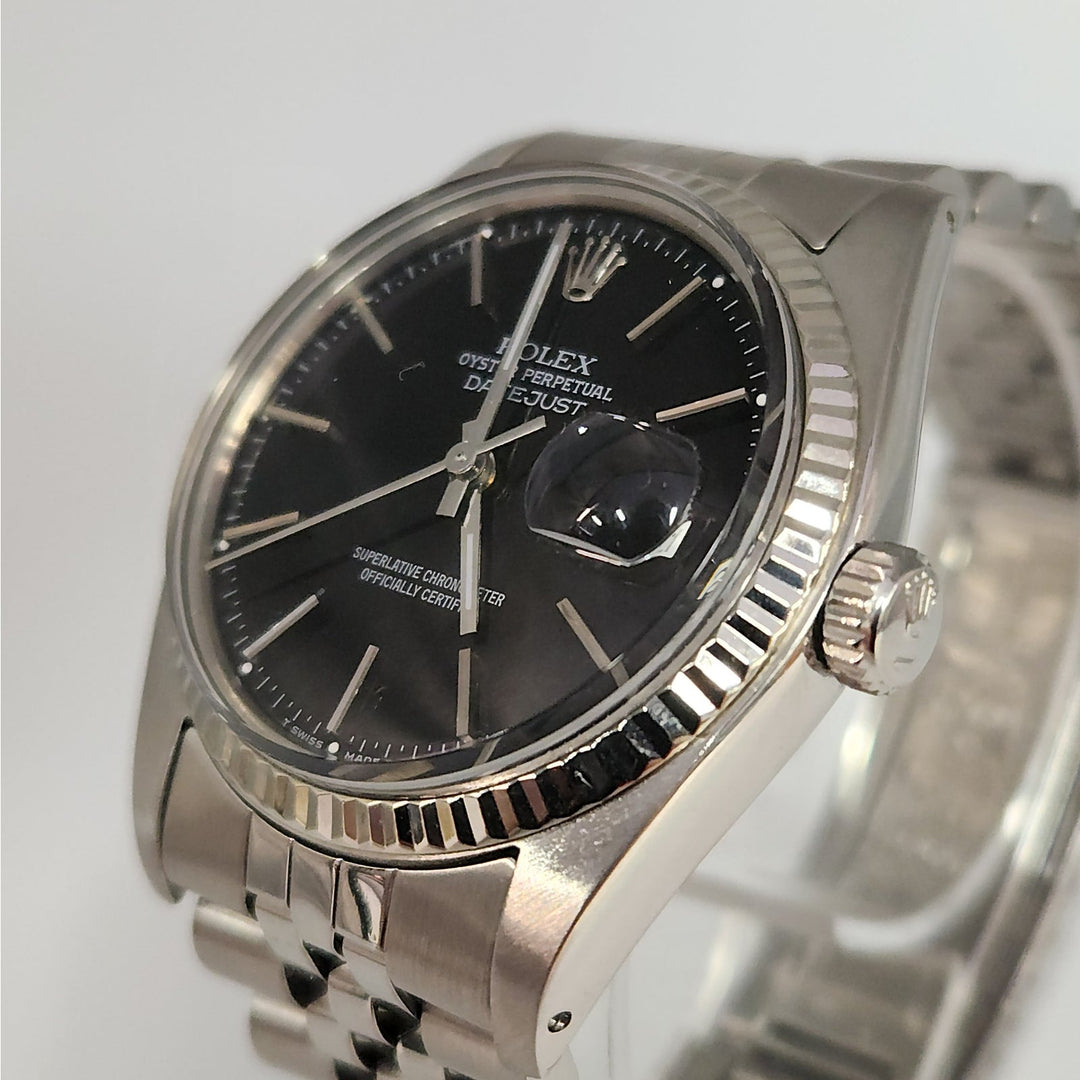 36MM Rolex 16014 Oyster Perpetual Datejust Jubilee Fluted White Gold Bezel