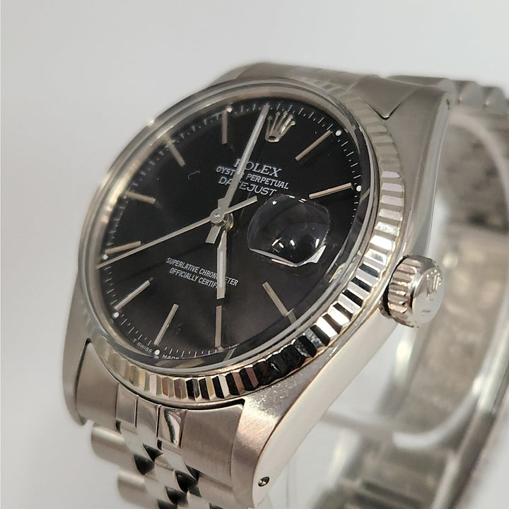 36MM Rolex 16014 Oyster Perpetual Datejust Jubilee Fluted White Gold Bezel
