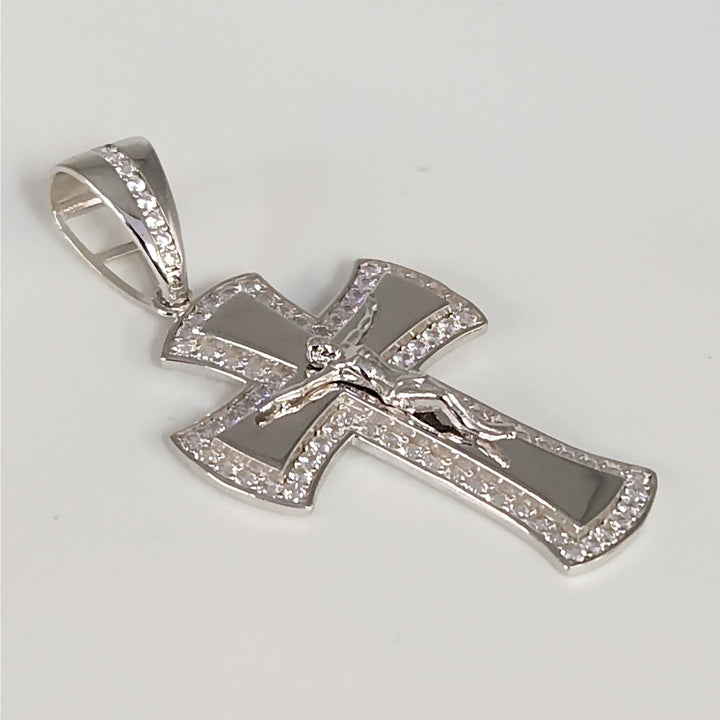 925 Sterling Silver  CZ Crucifix Cross Pendant