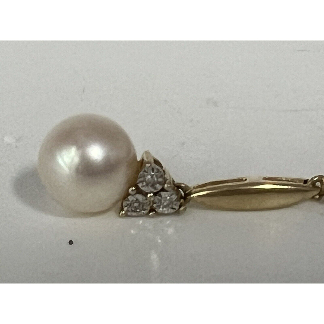 10k Yellow Gold Pendant Pearl Diamonds Stone