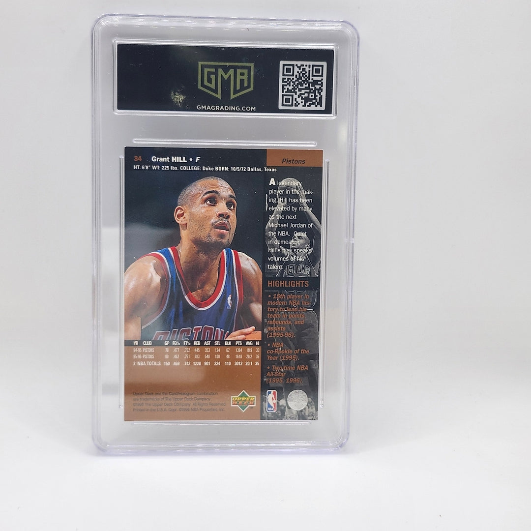 1996 Upper Deck Grant Hill #34 Detroit Pistons GMA 9 Mint Graded Basketball Card
