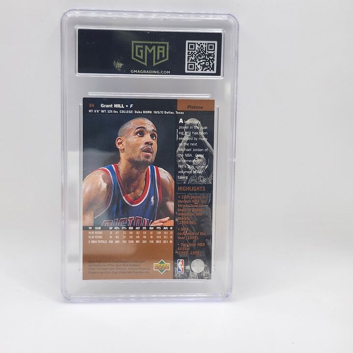 1996 Upper Deck Grant Hill #34 Detroit Pistons GMA 9 Mint Graded Basketball Card