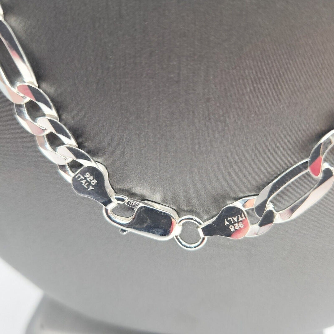 Thick 925 Sterling Silver Figaro Chain necklace 22"