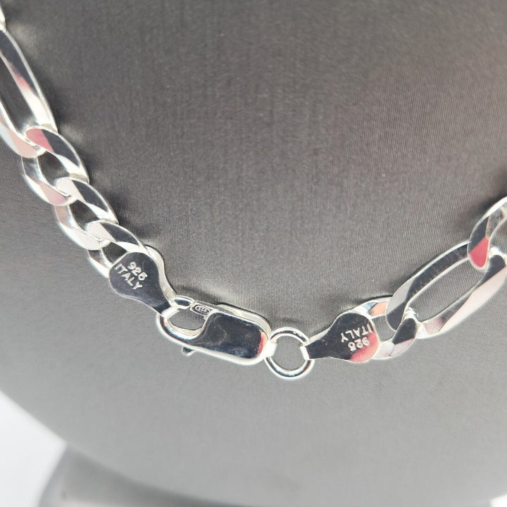 Thick 925 Sterling Silver Figaro Chain necklace 22"
