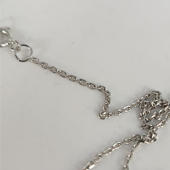 925 Sterling Silver Pink & White Crystal Cross Pendant Necklace 18"