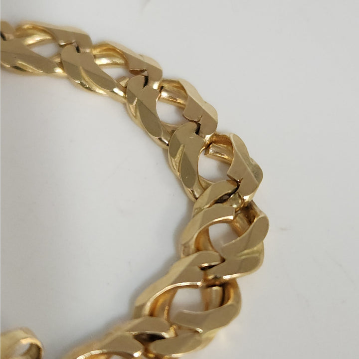 14k Yellow Gold Diamond Cut Cuban Link Bracelet 8"
