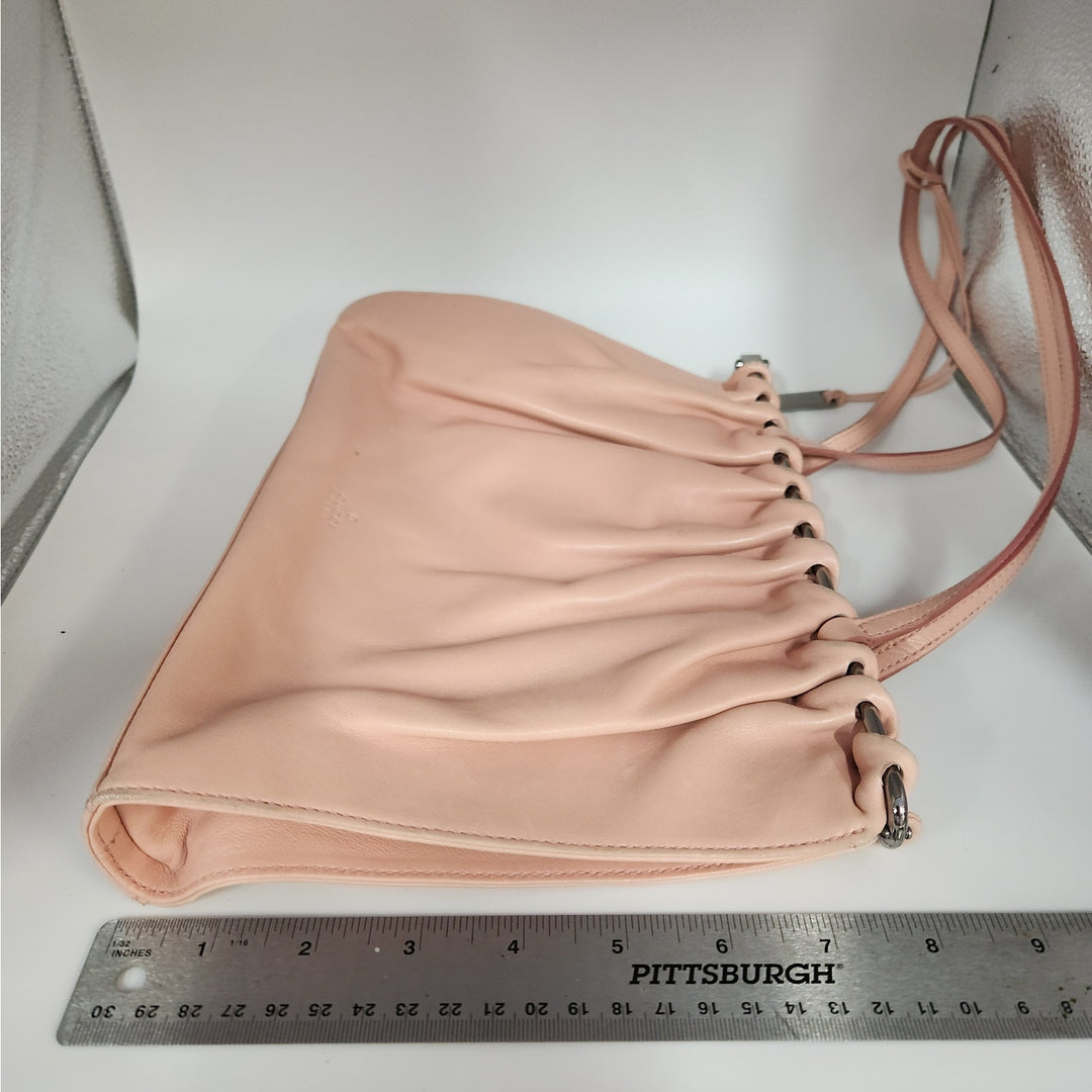 Vintage Gucci Blush Pink Leather Shoulder Bag With Drawstring Detail