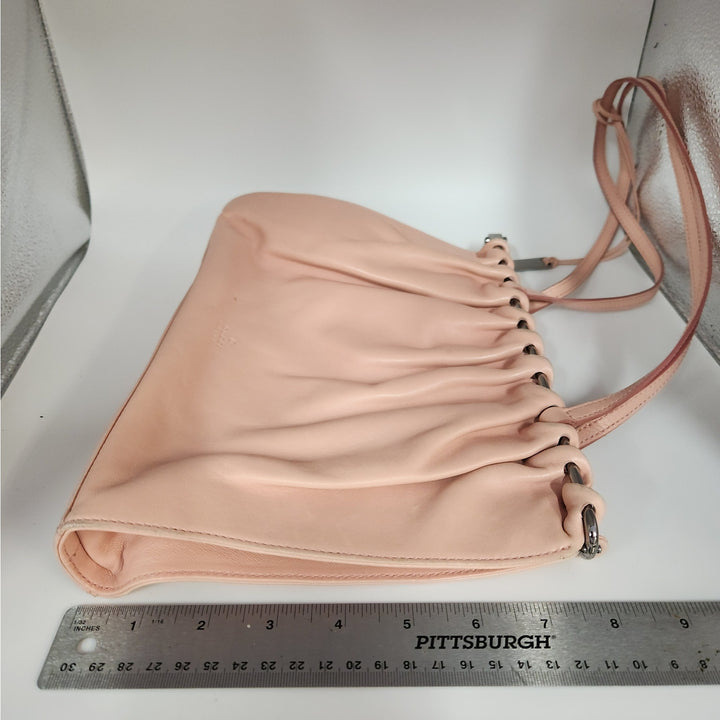 Vintage Gucci Blush Pink Leather Shoulder Bag With Drawstring Detail