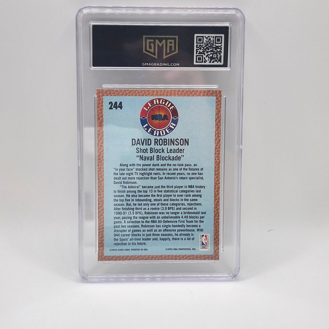1992 Fleer David Robinson #244 League Leader NBA Spurs GMA 9 Mint HOF Basketball