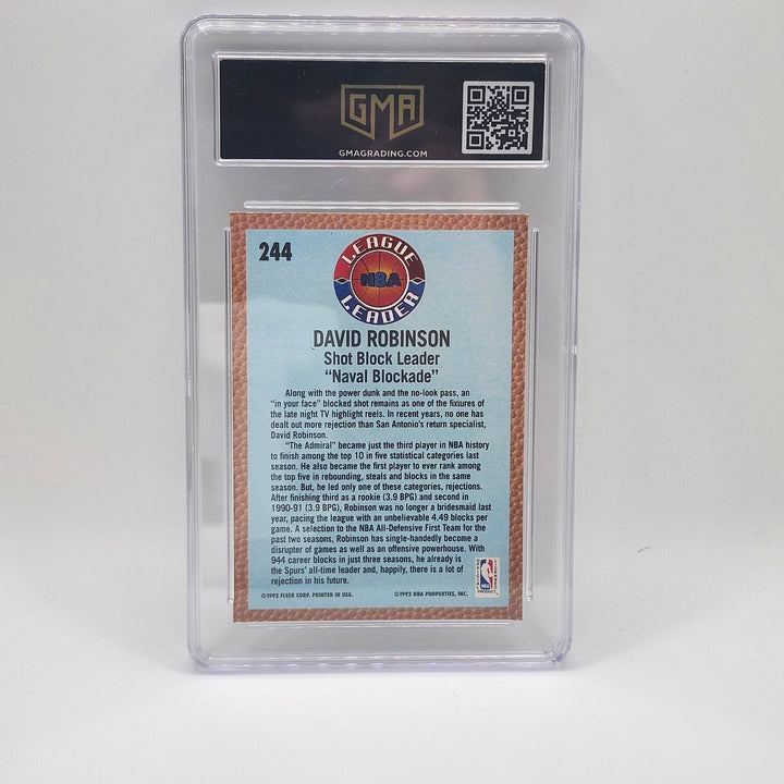 1992 Fleer David Robinson #244 League Leader NBA Spurs GMA 9 Mint HOF Basketball