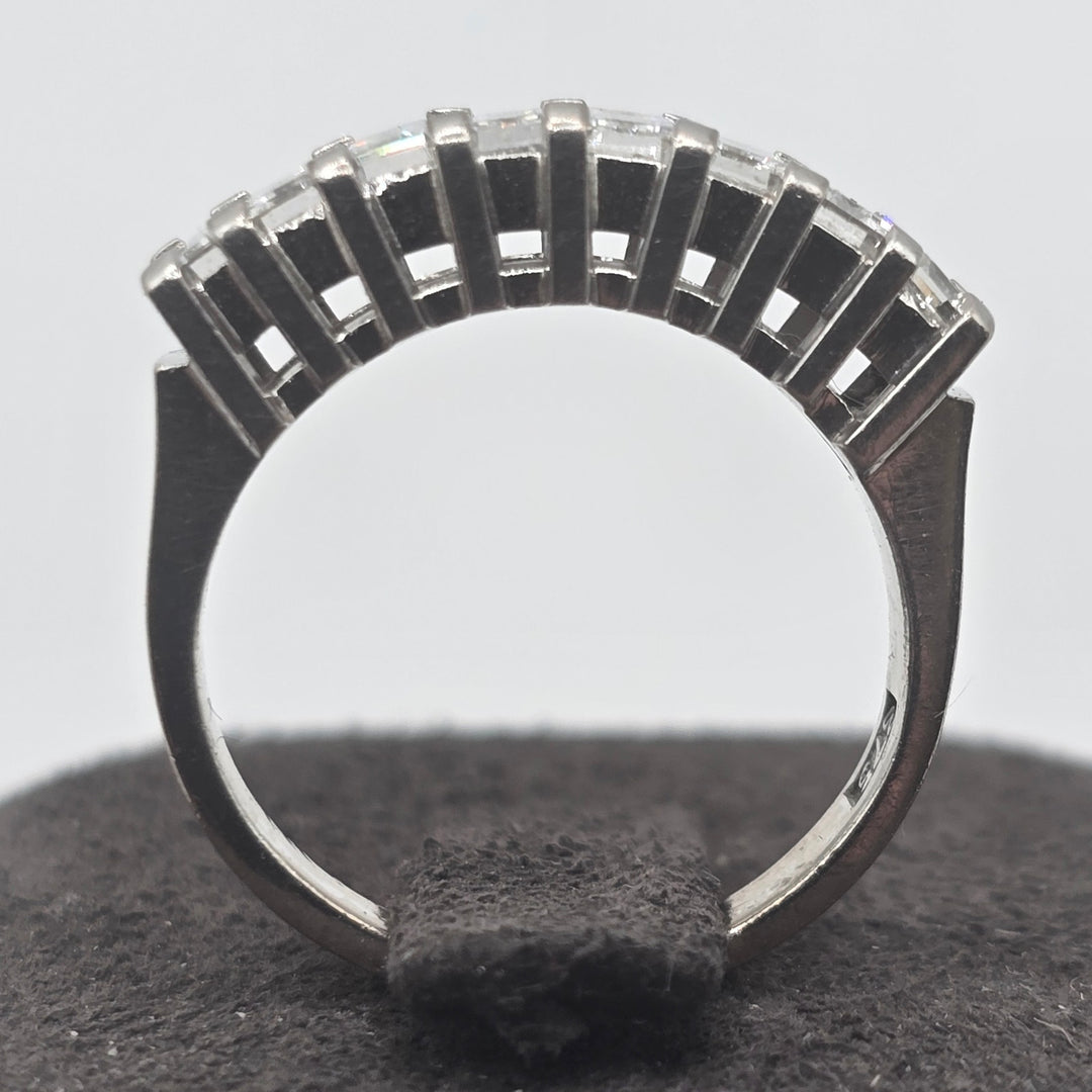 9K White Gold Emerald Cut Diamond Half Eternity Ring .32 CTW 3.5g