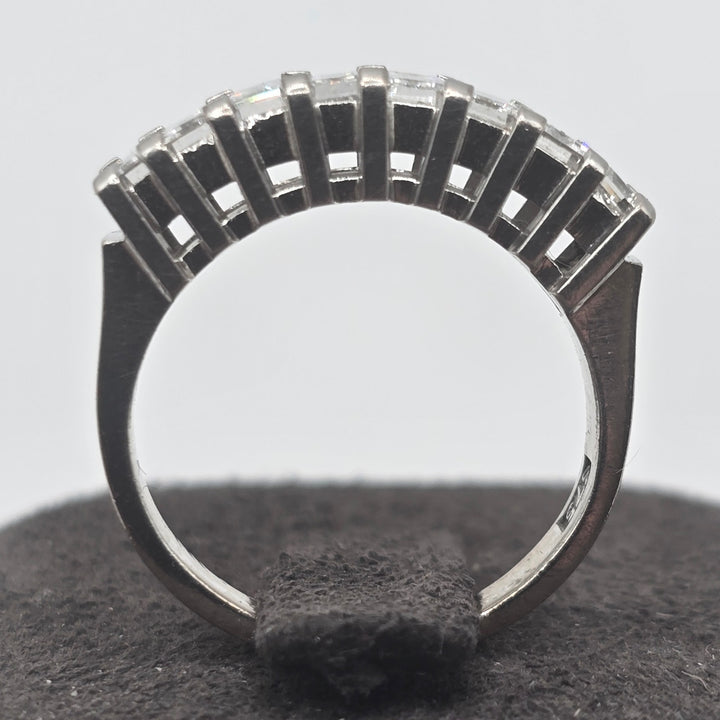 9K White Gold Emerald Cut Diamond Half Eternity Ring .32 CTW 3.5g