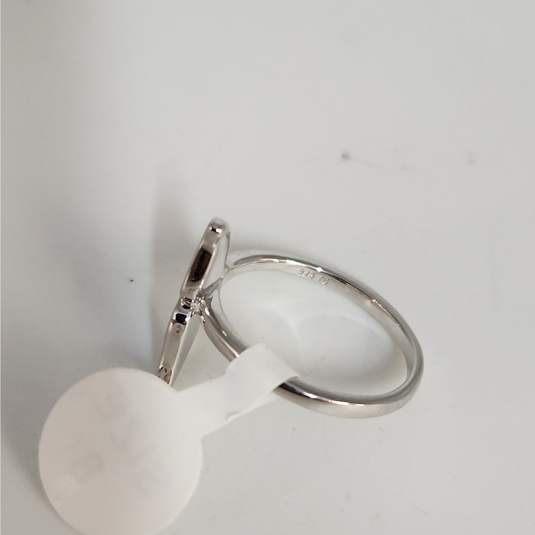925 Sterling Silver Blue Opal whale Tail Ring size 8