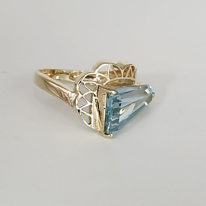 14k Yellow Gold Mid Century American Natural Topaz Ring Size 6