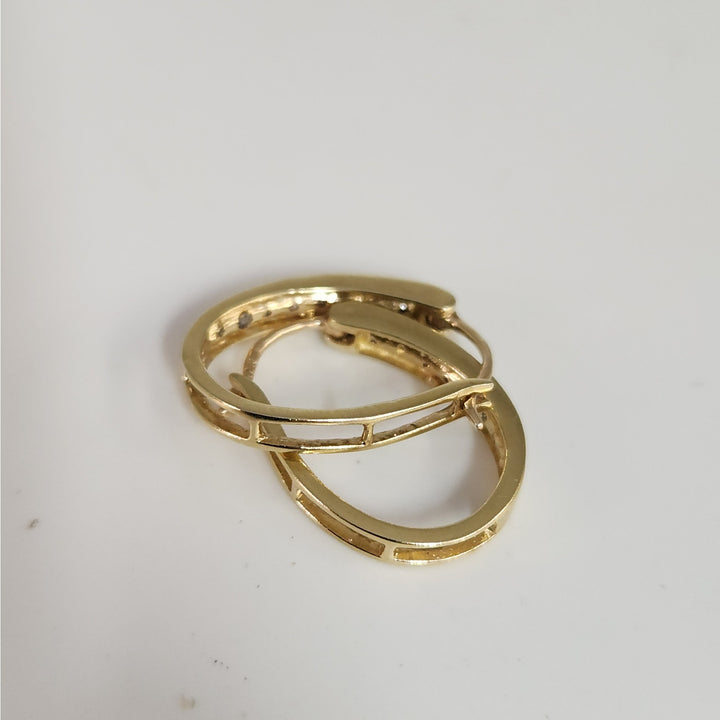 10k Yellow Gold Diamond Hoop Earrings
