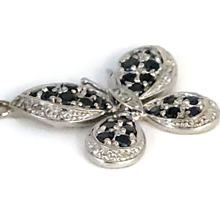 Beautiful 10k White Gold Sapphire And Diamond Pendant