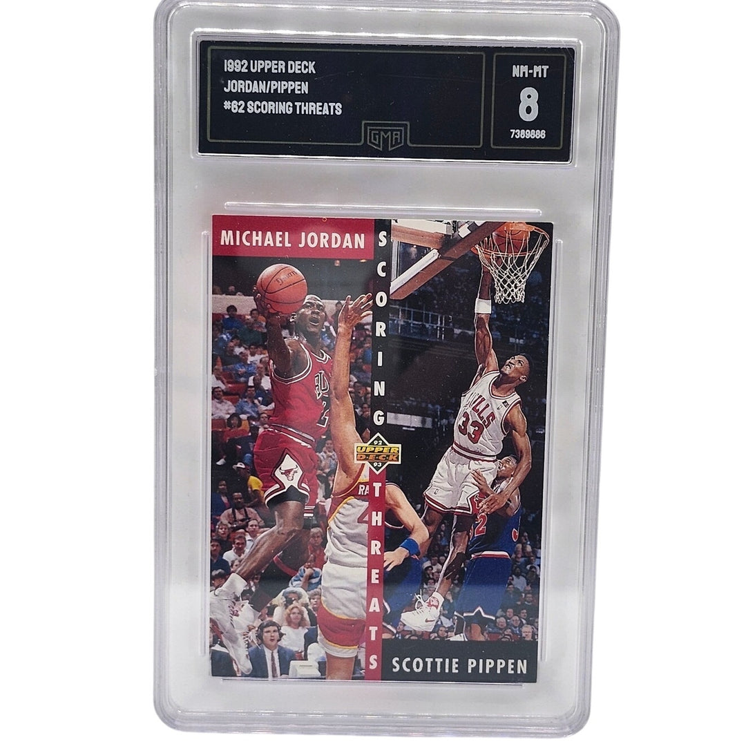 1992 Upper Deck #62 Michael Jordan Scottie Pippen Scoring Threats GMA 8 NM-MT