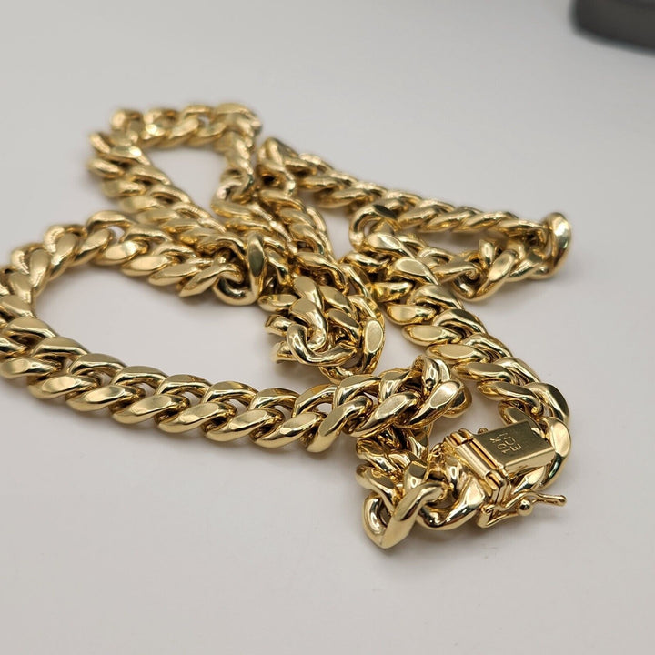 10k Yellow Gold Hollow Cuban Chain Necklace 18"