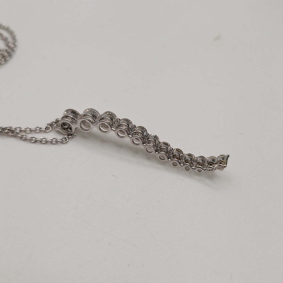 14k White Gold Diamond Tears Shape Pendant 12 round Diamonds 1 1/2 CT Necklace