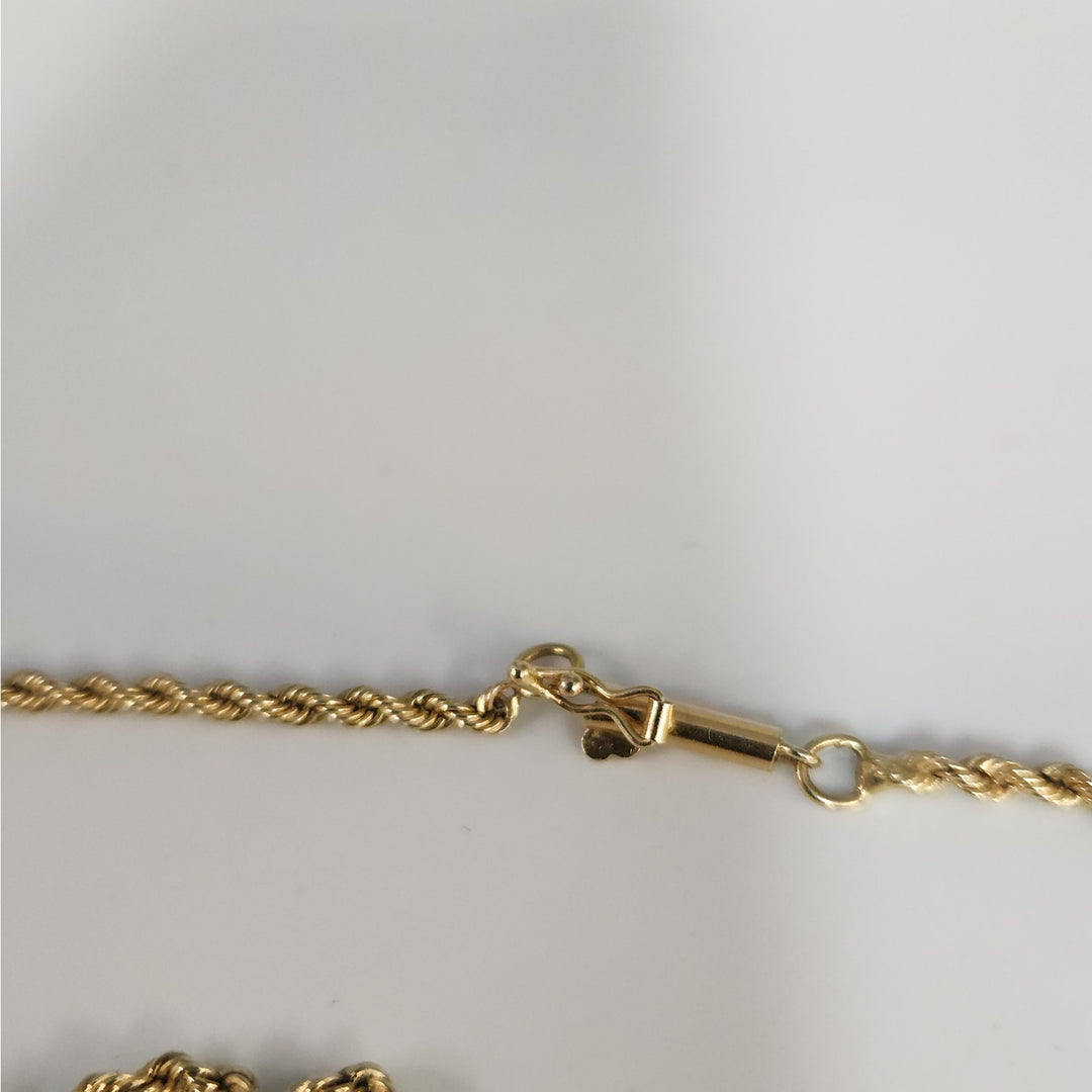 14k Yellow Gold Rope Chain Necklace 20-in Classic Twist Link, Secure Barrel Clasp