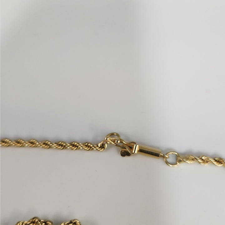 14k Yellow Gold Rope Chain Necklace 20-in Classic Twist Link, Secure Barrel Clasp