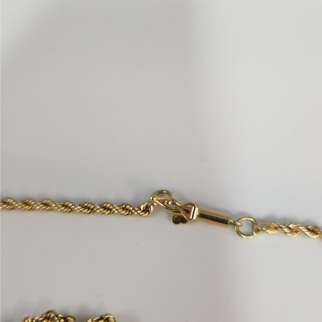 14k Yellow Gold Rope Chain Necklace 20-in Classic Twist Link, Secure Barrel Clasp