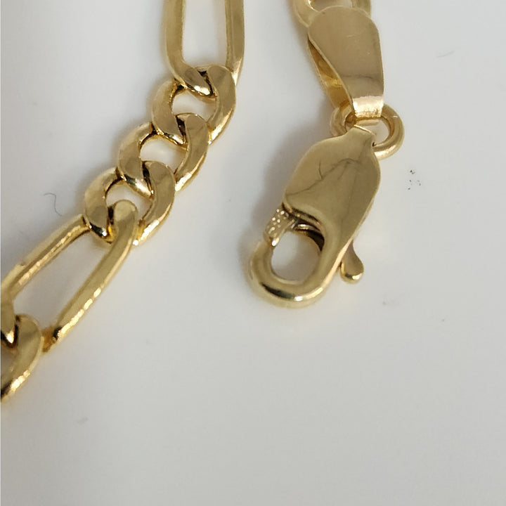 14k Yellow Gold Figaro Link  Italian style Anklet 10.5" 3.4g