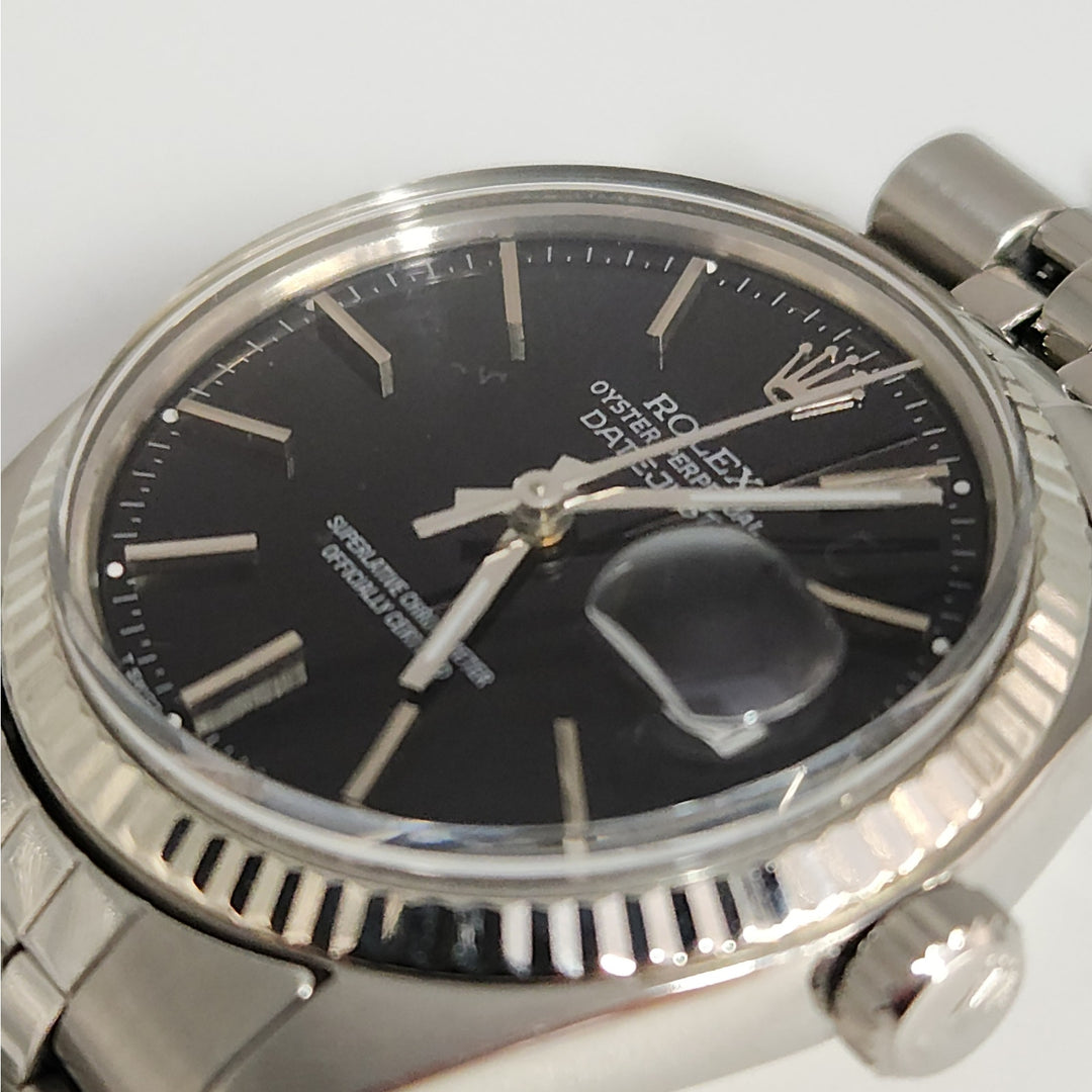36MM Rolex 16014 Oyster Perpetual Datejust Jubilee Fluted White Gold Bezel