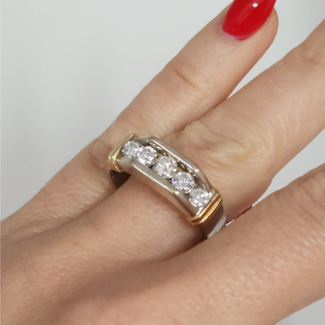 14k Two Tone Gold Diamond Ring Size 10.25
