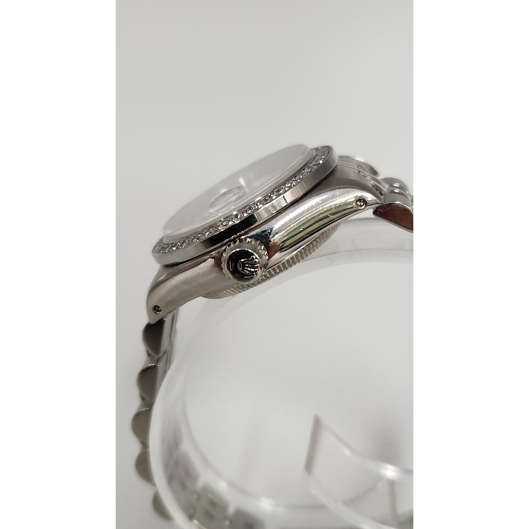 Rolex 26MM Watch Oyster Perpetual Date M:69160 Aftermarket Lab Diamonds Bezel
