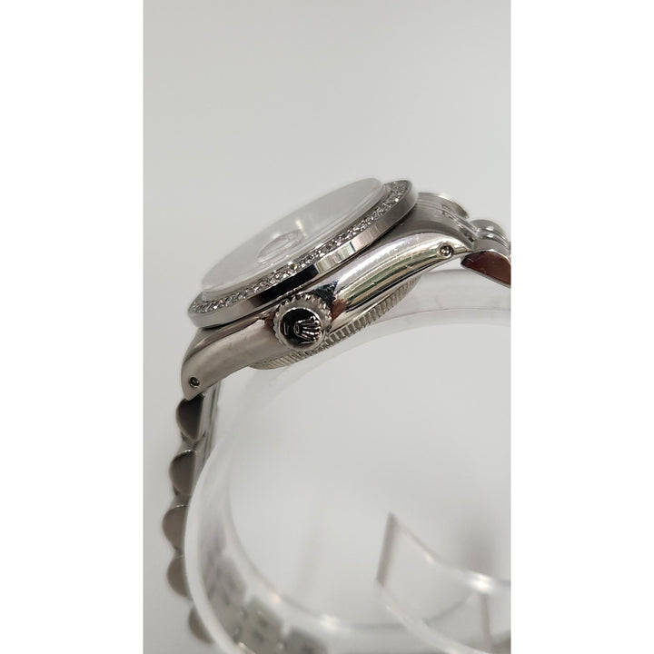 Rolex 26MM Watch Oyster Perpetual Date 69160 Aftermarket Lab Diamonds Bezel