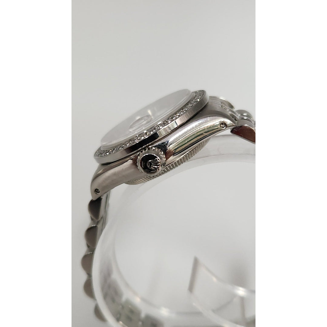 Rolex 26MM Watch Oyster Perpetual Date 69160 Aftermarket Lab Diamonds Bezel