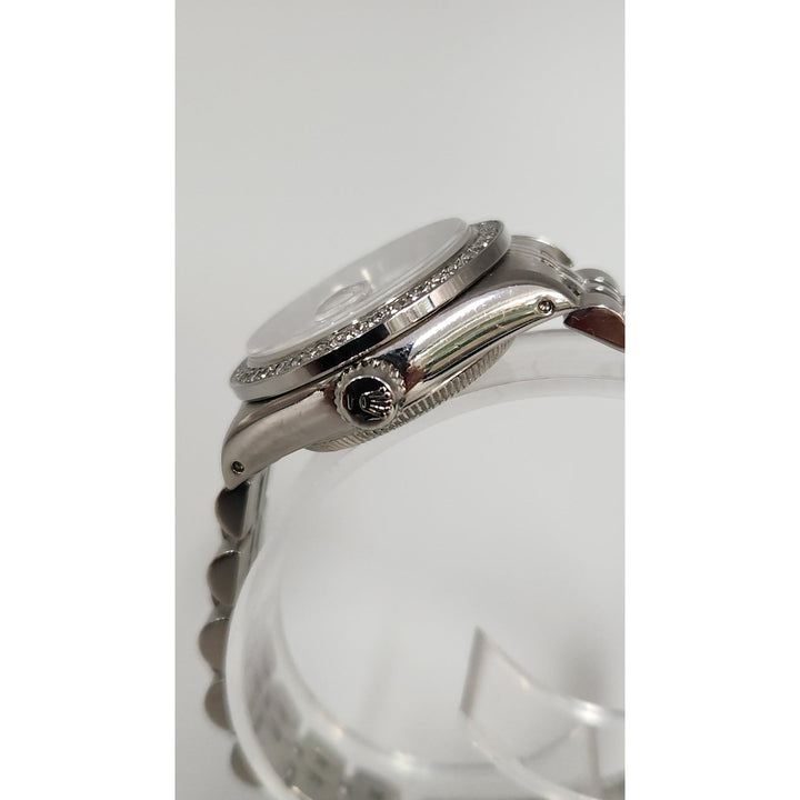 Rolex 26MM Watch Oyster Perpetual Date 69160 Aftermarket Lab Diamonds Bezel