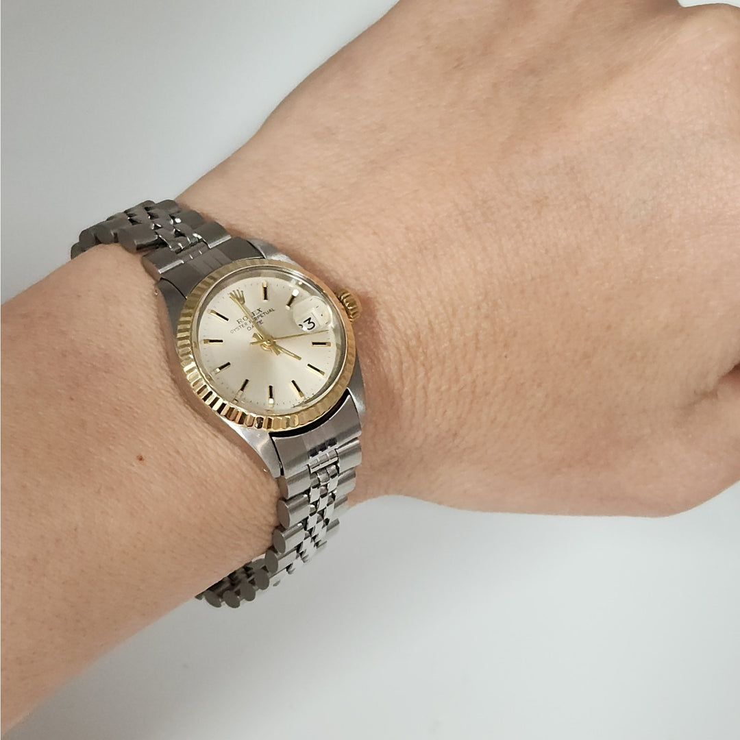 Vintage Rolex Oyster Perpetual date with champagne Dial 18k Jubilee Bracelet yellow gold two tone Ref 6917