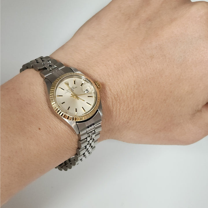 Vintage Rolex Oyster Perpetual date with champagne Dial 18k Jubilee Bracelet yellow gold two tone Ref 6917