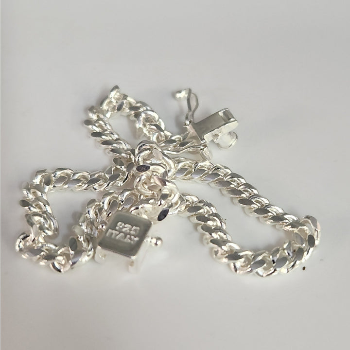 925 Italy sterling silver Cuban Chain Bracelet 7.5"