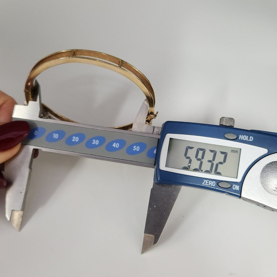 Vintage 14k Two Tone Gold Diamond Pearls Bangle Bracelet