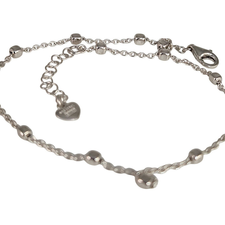 925 Sterling Silver Beaded Adjustable Anklet 10"
