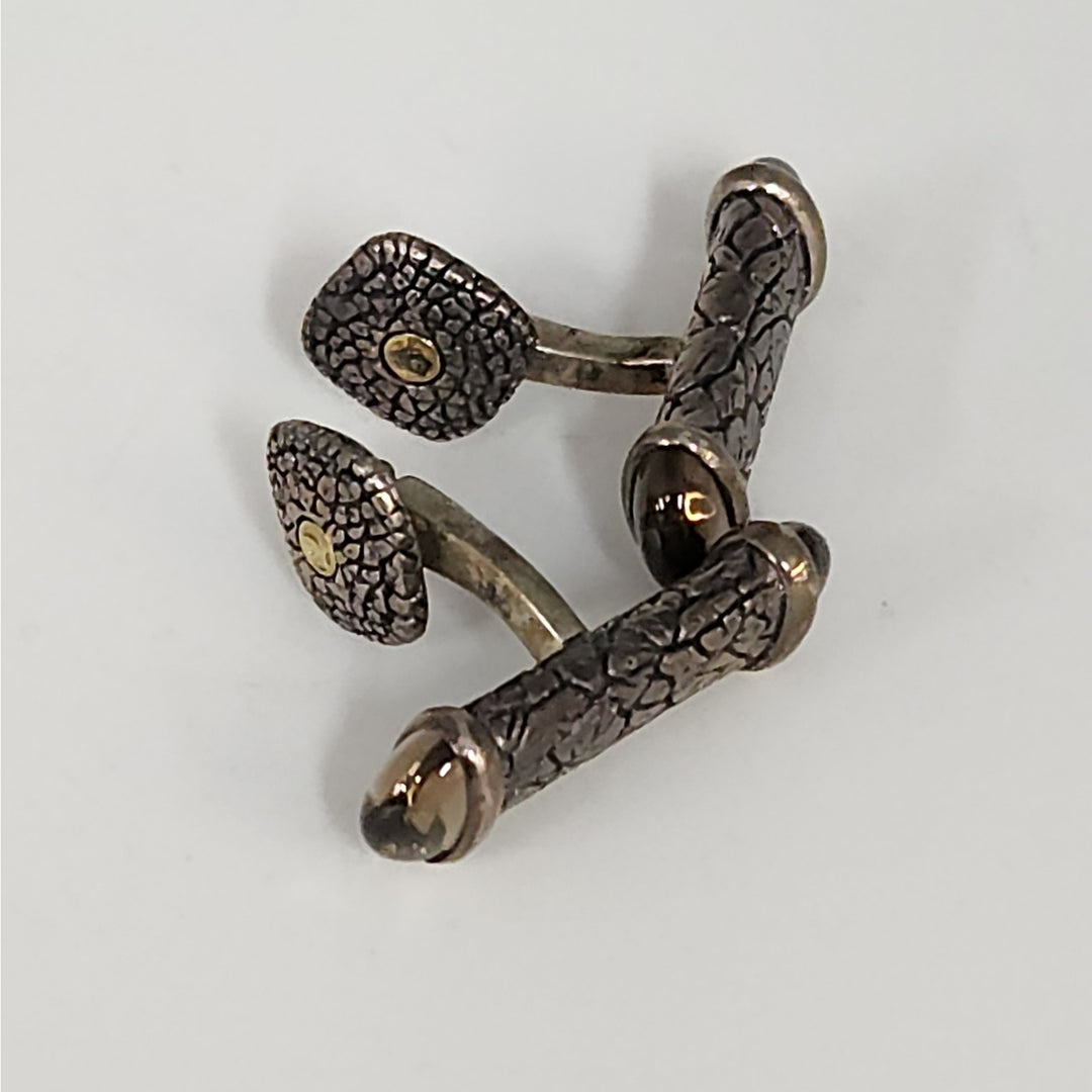 David Yurman 925 Sterling Silver 18k Gold 750 Cabochon Iolite Cufflinks